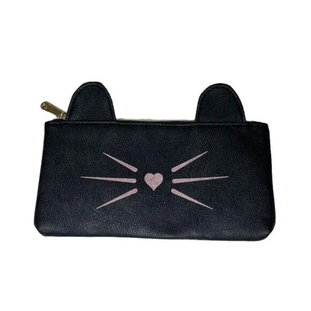 Black Kitty‎ Cat Wallet With Ears Zipper New No Tags 8x4 Cute Pets Youth Teen